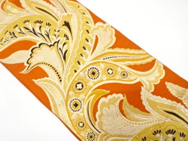 JAPANESE KIMONO / ANTIQUE FUKURO OBI / WOVEN ARABESQUE